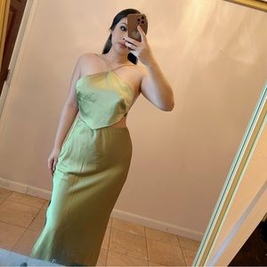 NWT-Forever 21 Green Satin 2 Piece Set